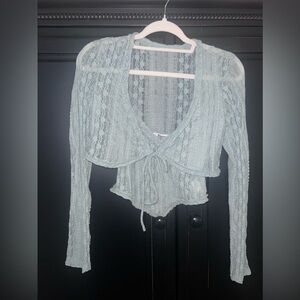 Sage Green Tiger Mist Top and Shrug